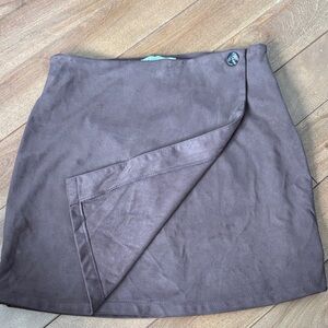 Chic Brown Mini Wrap Skirt